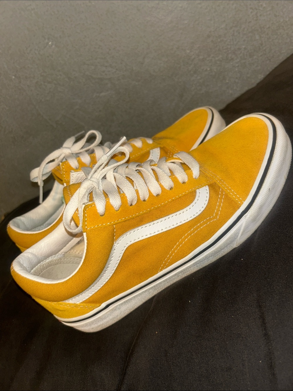 Vans Old Skool Mustard Yellow and White Low Top Sneakers
